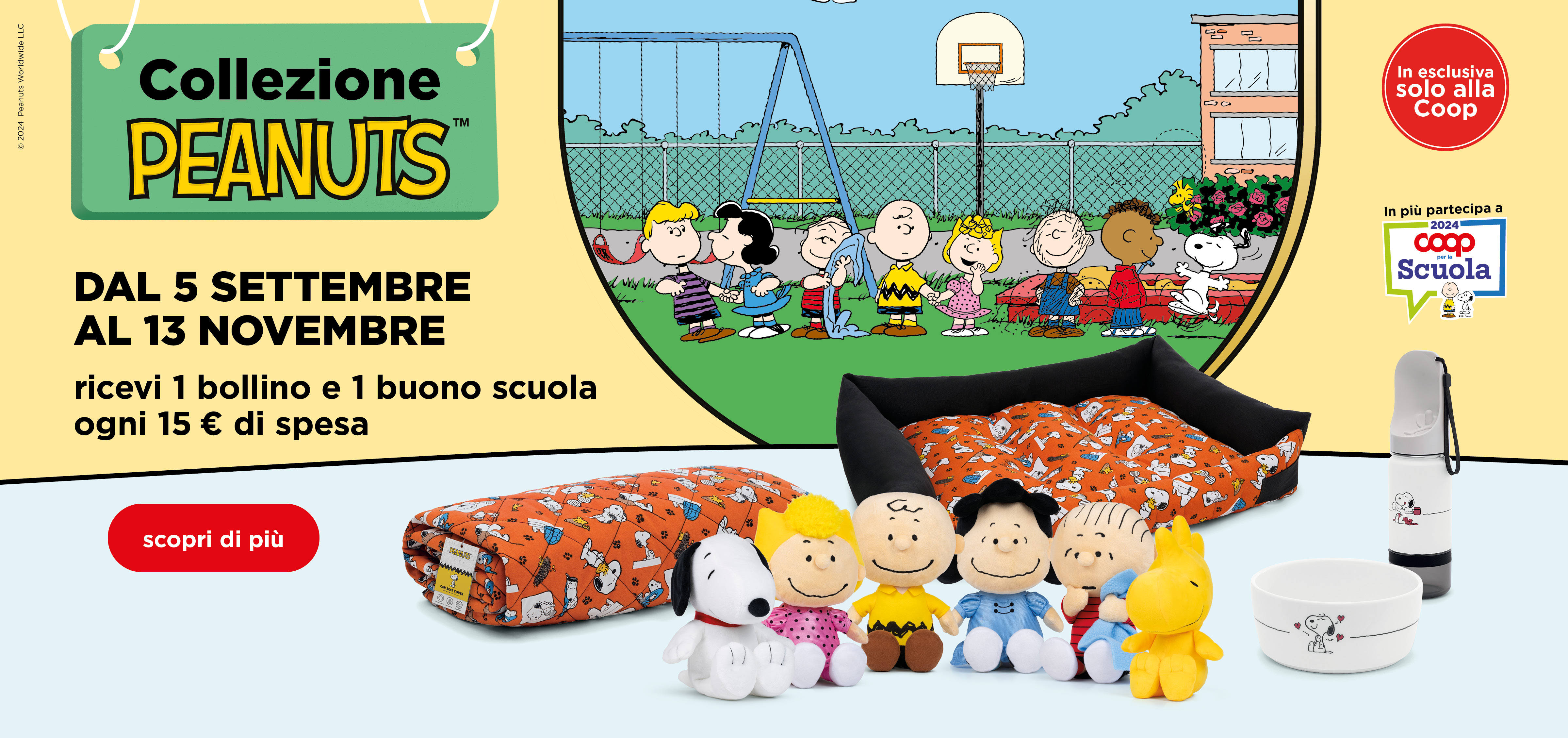 Collezione Peanuts! Dal 5 settembre al 13 novembre ricevi 1 bollino e 1 buono scuola ogni 15 euro di 